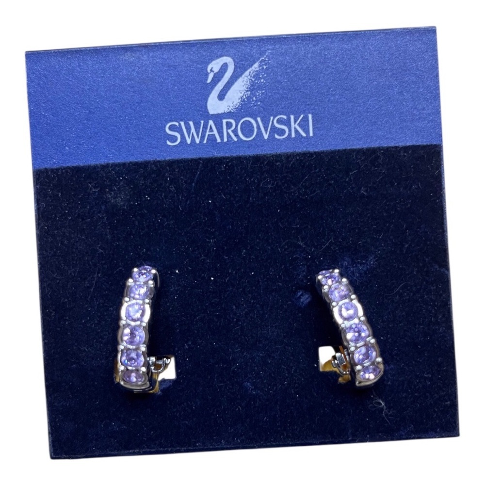 💕Swarovski Pink/Lavender Huggie Clip on Earrings